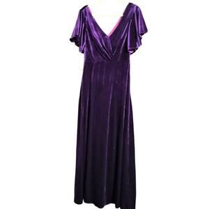 HL Wrap Off the Shoulder Bodice Maxi Formal Plum Purple Dress Women's 10